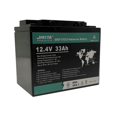 12.4V 33Ah Natrium-Ionen-Batteriepackungen Überladungsschutz Kunststoffgehäuse
